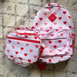 Charming Heart Pattern Kids Backpack and Lunch Bag Set